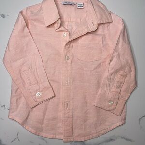 Janie and Jack Salmon colored Button Down Shirt with Collared Neckline